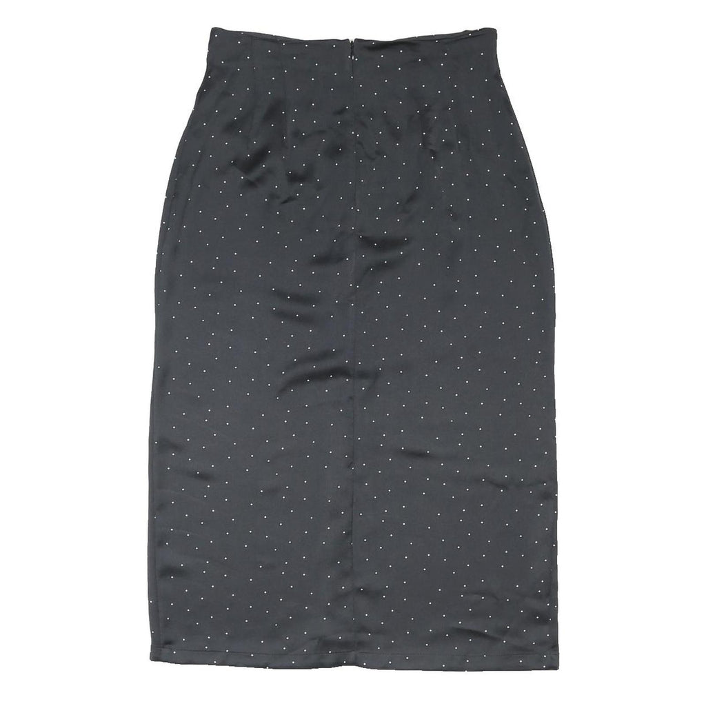 ET VOUS Womens Black & White Polka Dot Midi Pencil Polyester Skirt UK 14 Button
