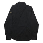 REPLAY Mens Black Plain Shirt M Cotton Blend Long Sleeve Button Closure