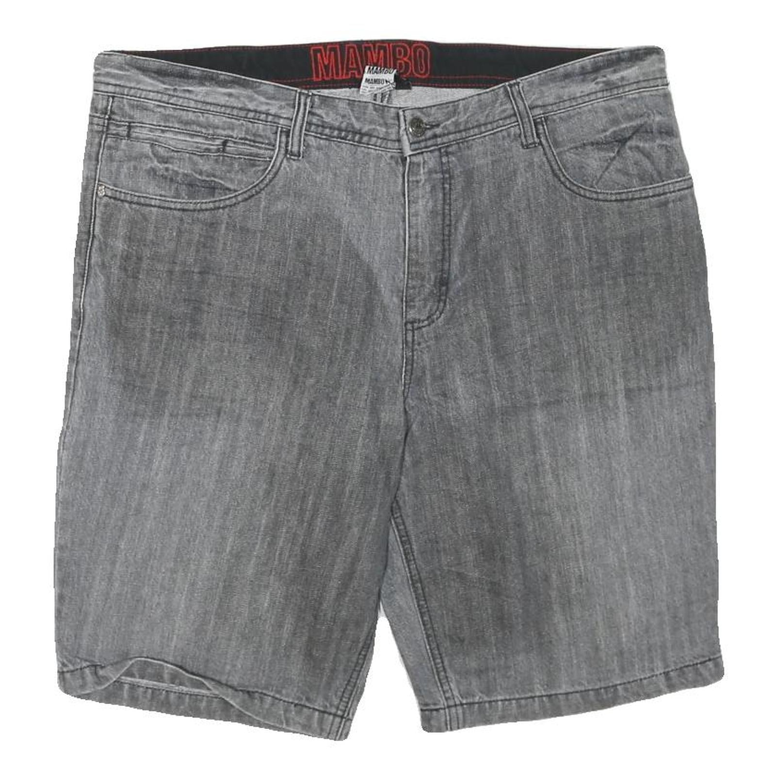 MAMBO Mens Shorts Grey Cotton Blend Casual L W38 Denim Style