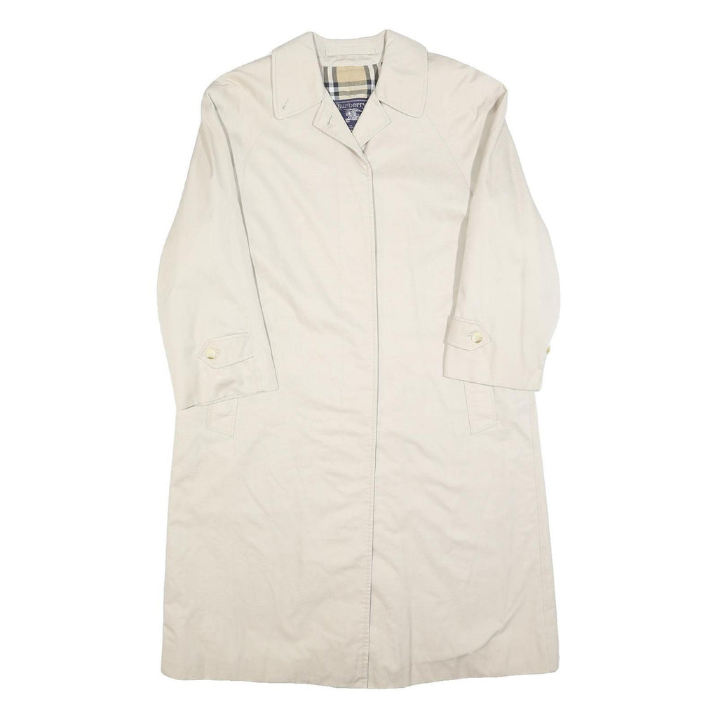 BURBERRY Womens Beige Cotton Classic Coat UK 12 Button Closure Plain Stylish
