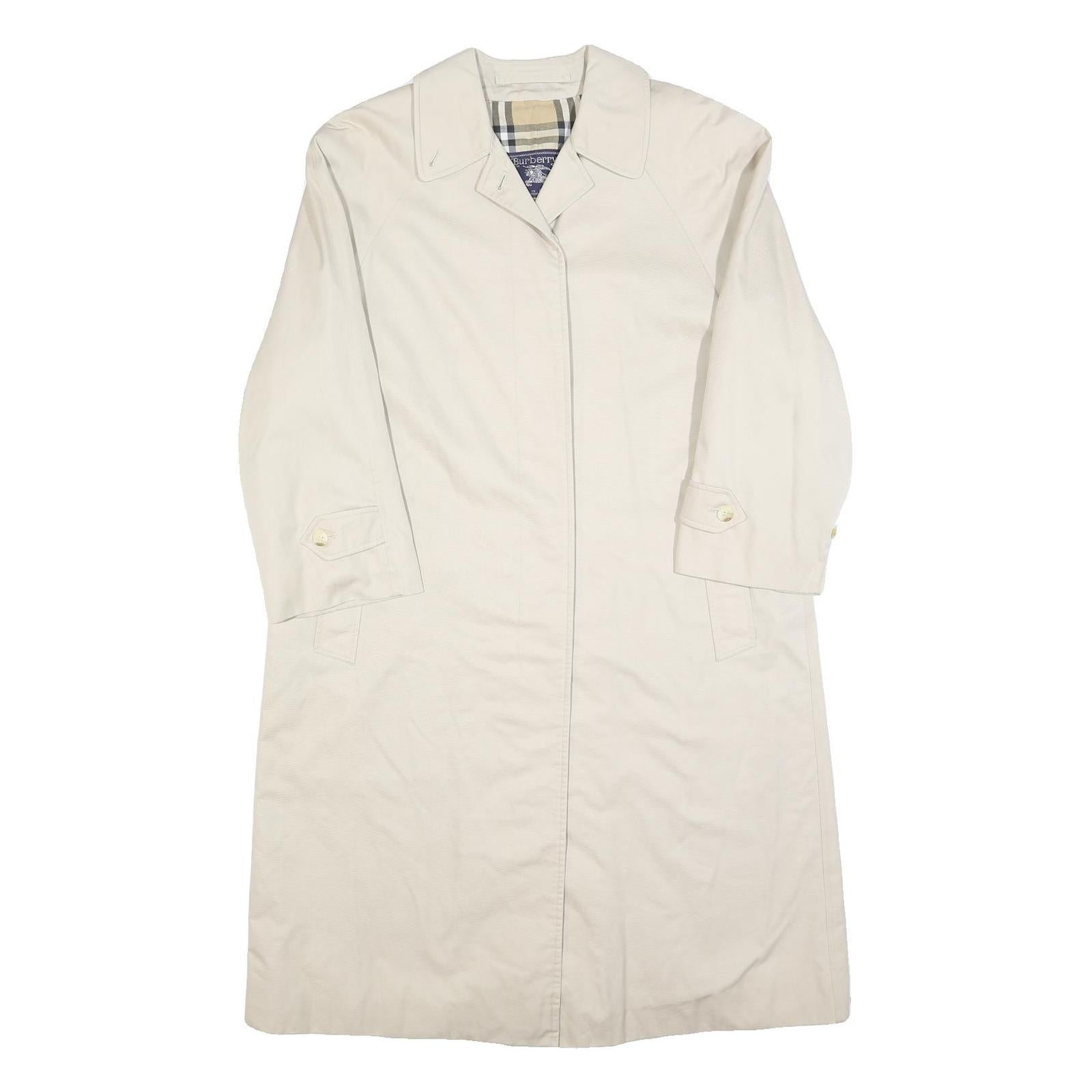 BURBERRY Womens Beige Cotton Classic Coat UK 12 Button Closure Plain Stylish