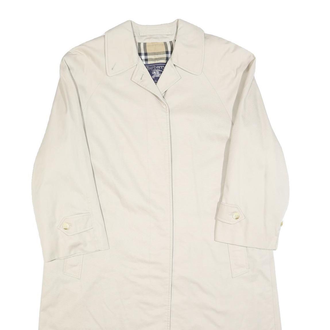 BURBERRY Womens Beige Cotton Classic Coat UK 12 Button Closure Plain Stylish