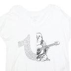TRUE RELIGION Womens White Graphic T-Shirt M Short Sleeve Scoop Neck Cotton