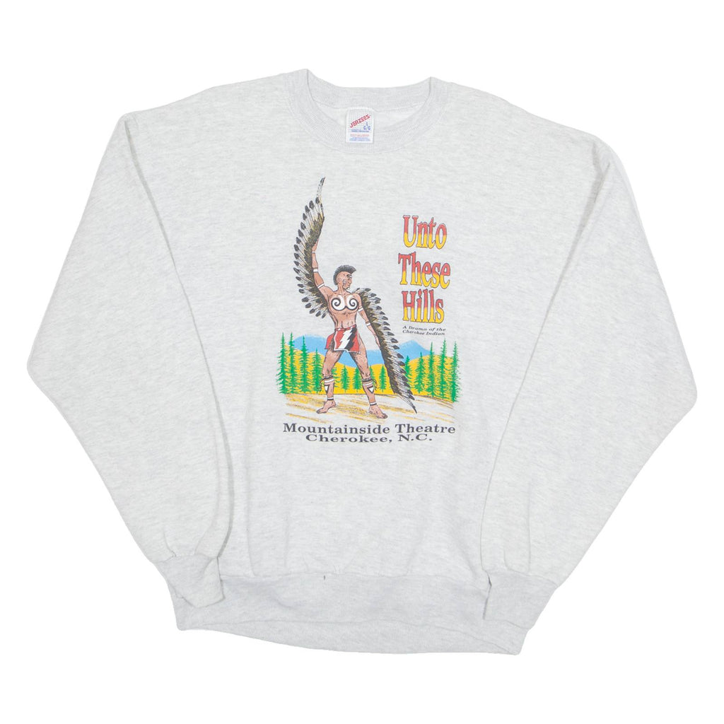 JERZEES Native Mountainside Theatre Cherokee NC Mens Sweatshirt Grey USA L