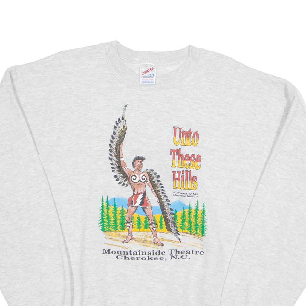 JERZEES Native Mountainside Theatre Cherokee NC Mens Sweatshirt Grey USA L