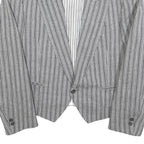 CELLINI Mens Grey & Black Striped Wool Blend Jacket M Woven Button Closure