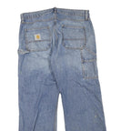 CARHARTT Mens Regular Blue Denim Jeans W36 L32 Workwear Straight Fit Cotton