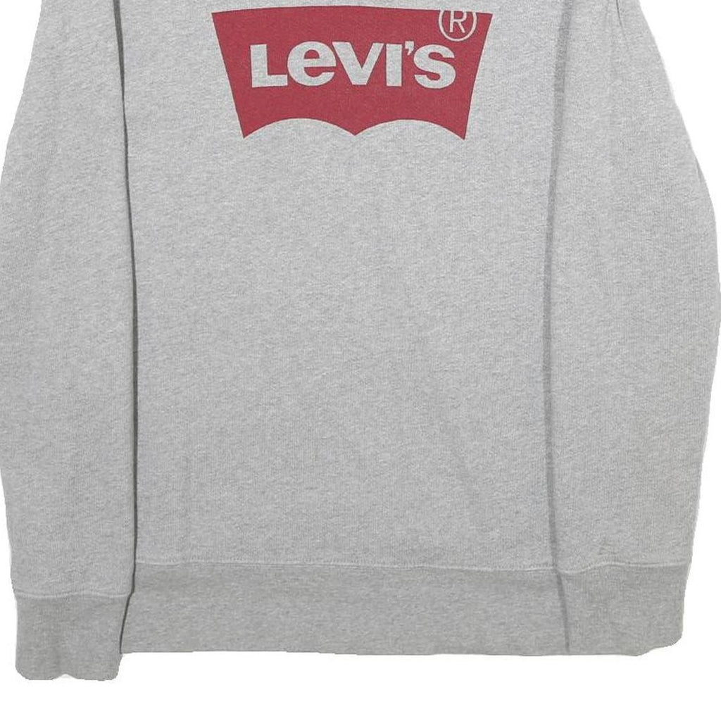 LEVI'S Mens Grey Sweatshirt Crew Neck S Cotton Blend Logo Print Casual Pullover