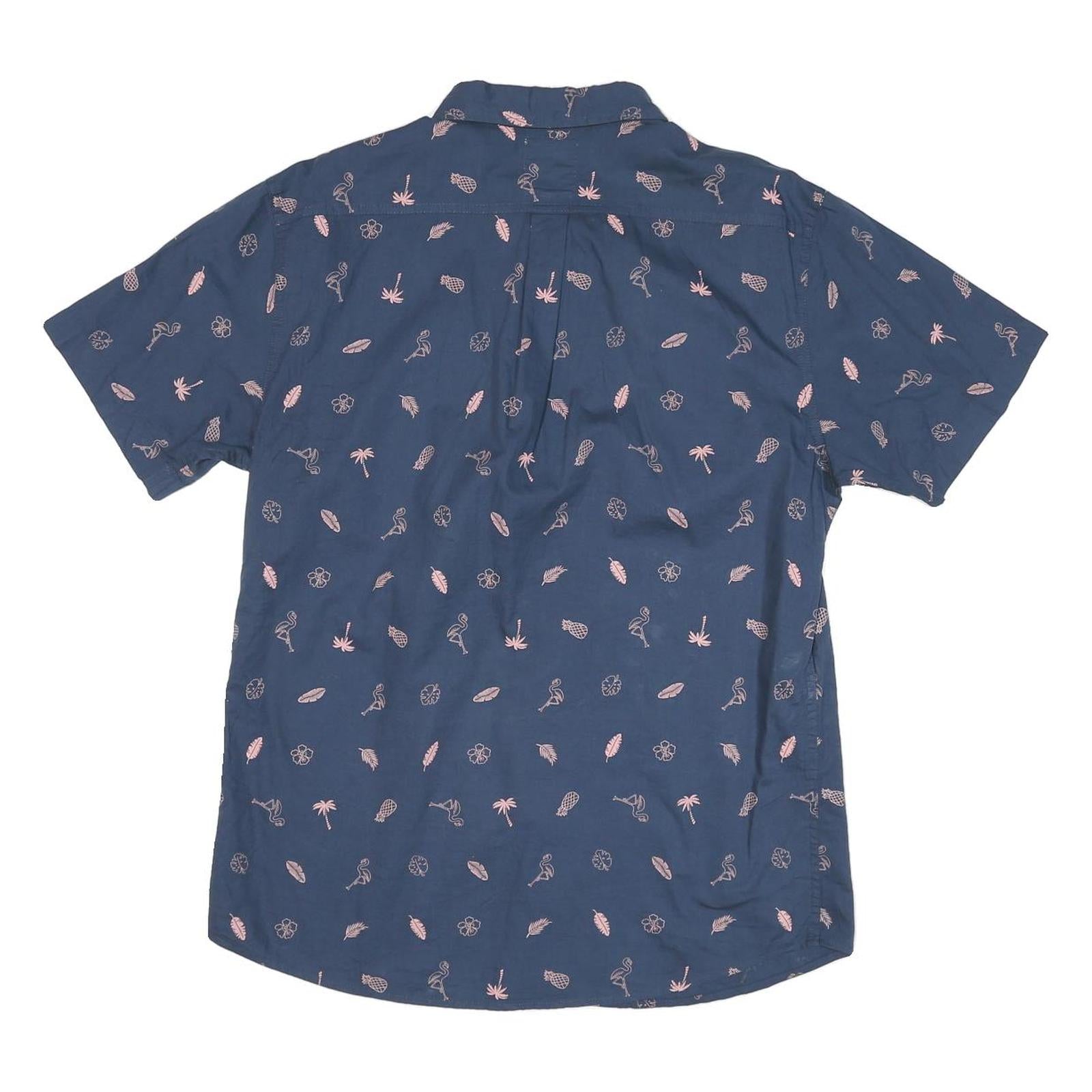 LEVI'S Mens Blue Shirt L Cotton Blend Printed Casual Short Sleeve