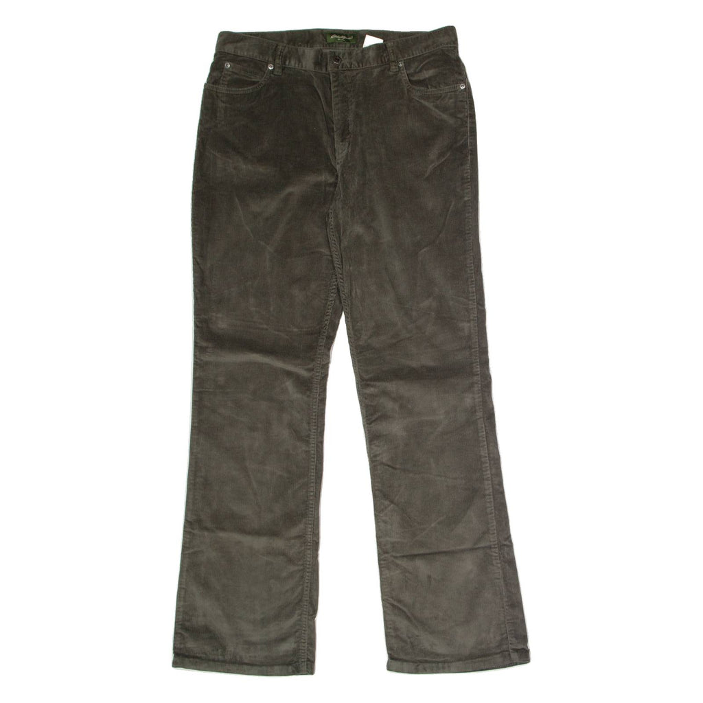 EDDIE BAUER Womens Corduroy Trousers Green Regular Flared W34 L32