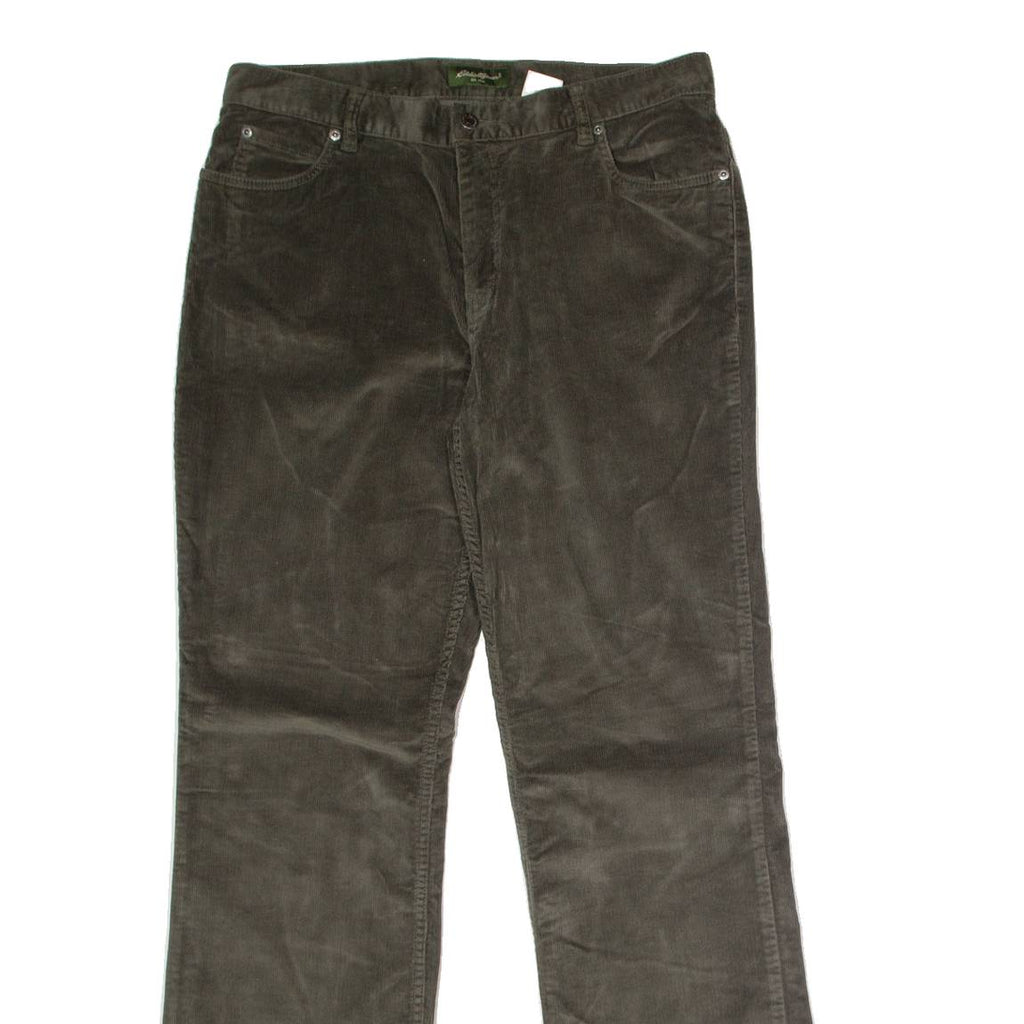 EDDIE BAUER Womens Corduroy Trousers Green Regular Flared W34 L32