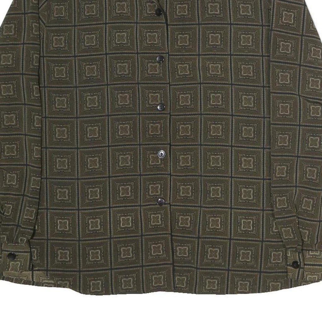 DANA TAYLOR Womens Green Printed Shirt Long Sleeve Collared M Polyester Top