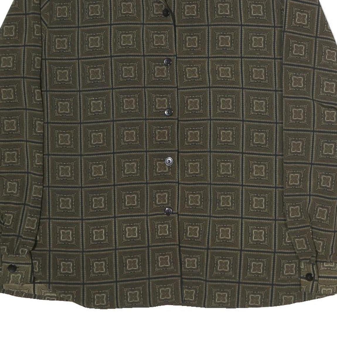 DANA TAYLOR Womens Green Printed Shirt Long Sleeve Collared M Polyester Top