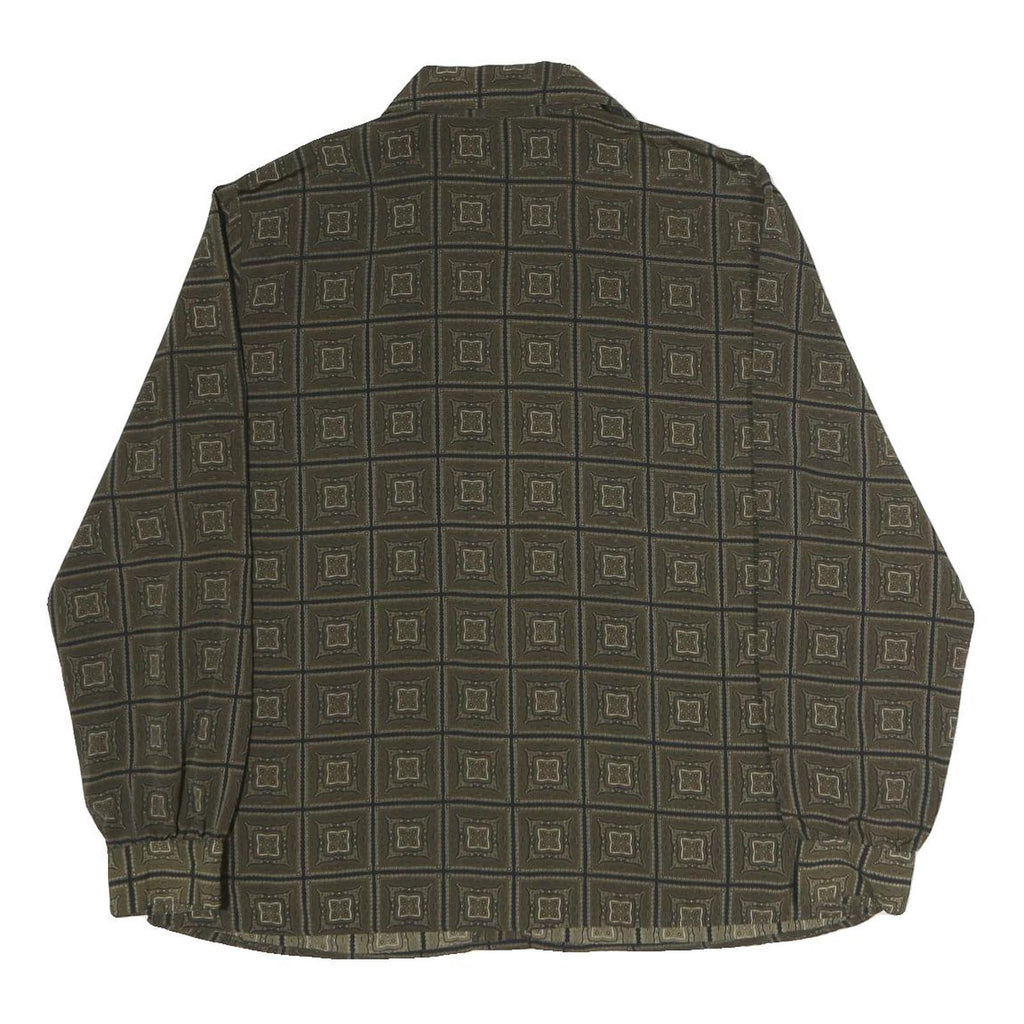 DANA TAYLOR Womens Green Printed Shirt Long Sleeve Collared M Polyester Top