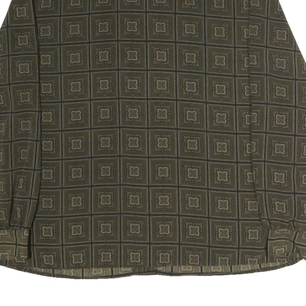 DANA TAYLOR Womens Green Printed Shirt Long Sleeve Collared M Polyester Top