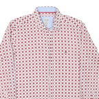 TOMMY HILFIGER Mens Red & White Check Shirt M Cotton Blend Button Long Sleeve