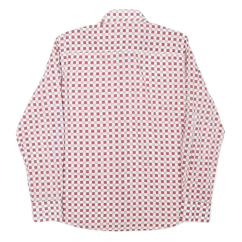 TOMMY HILFIGER Mens Red & White Check Shirt M Cotton Blend Button Long Sleeve