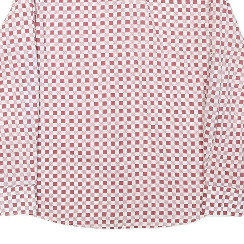 TOMMY HILFIGER Mens Red & White Check Shirt M Cotton Blend Button Long Sleeve