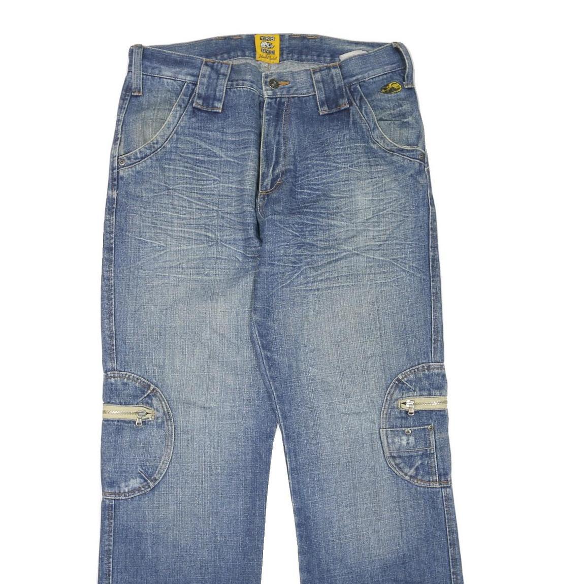YRB NYC Mens Jeans Blue Regular Straight Denim Medium W36 L35 Utility Pockets