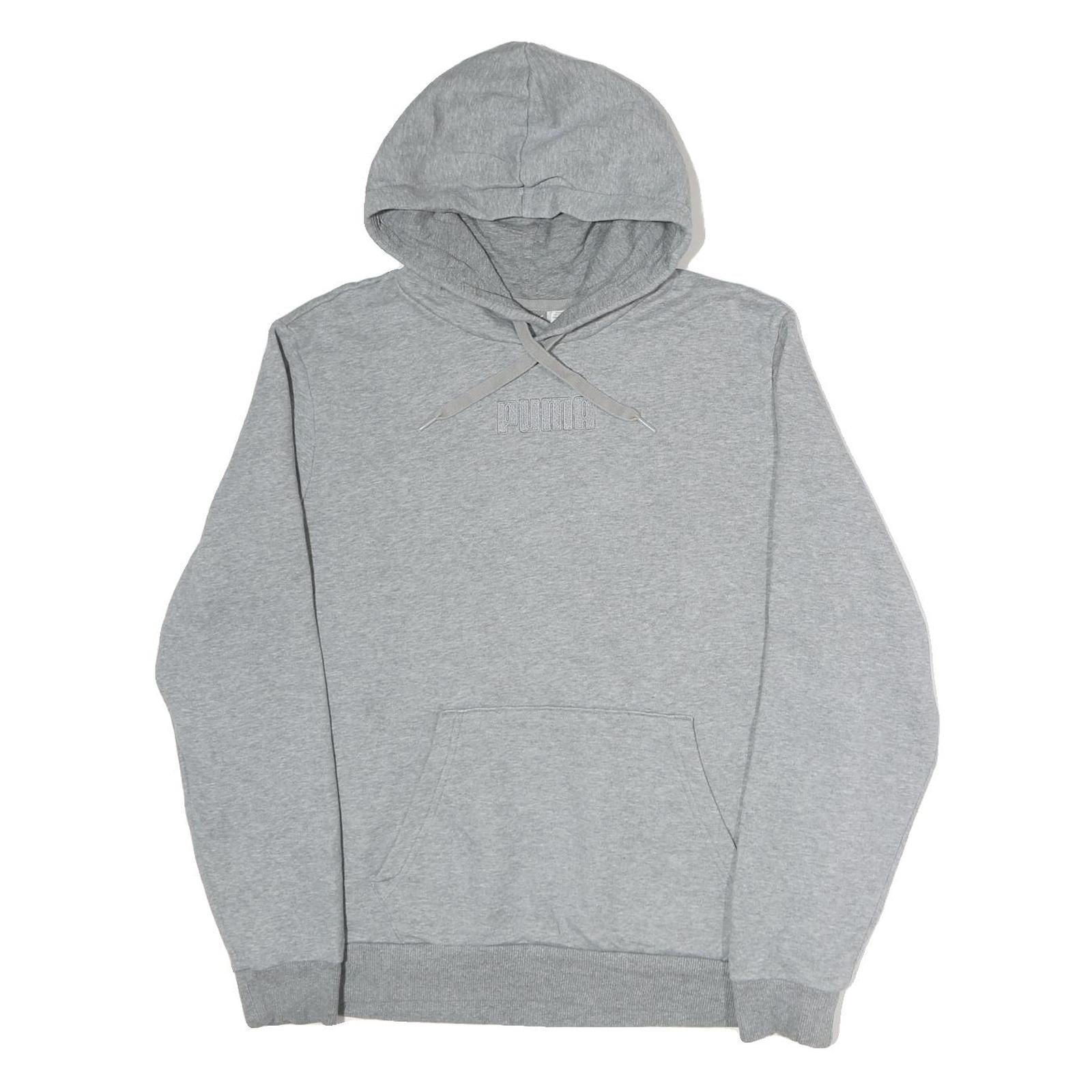 PUMA Mens Grey Pullover Hoodie M Cotton Casual Athletic Sweatshirt