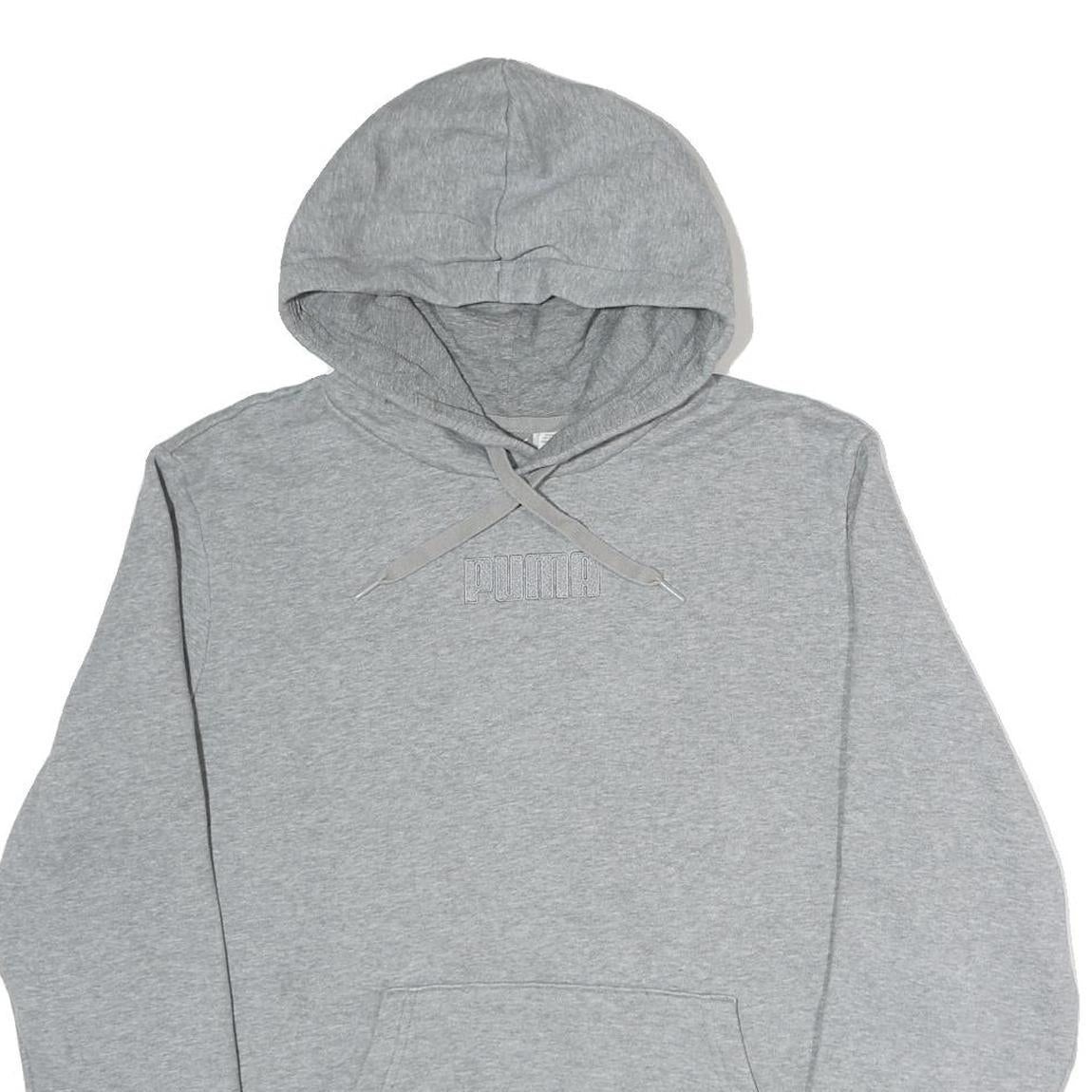 PUMA Mens Grey Pullover Hoodie M Cotton Casual Athletic Sweatshirt