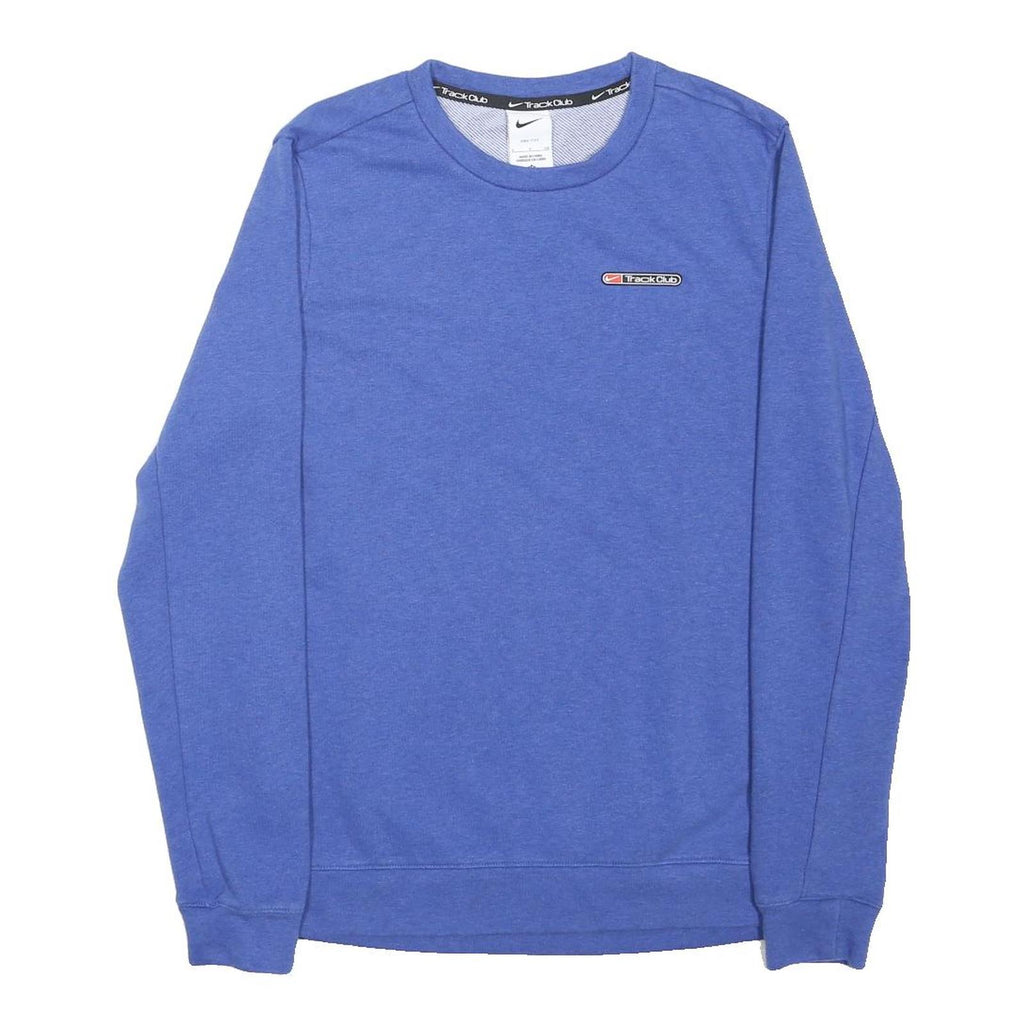 NIKE Mens Blue Track Club Crew Neck S Cotton Blend Casual Sweatshirt