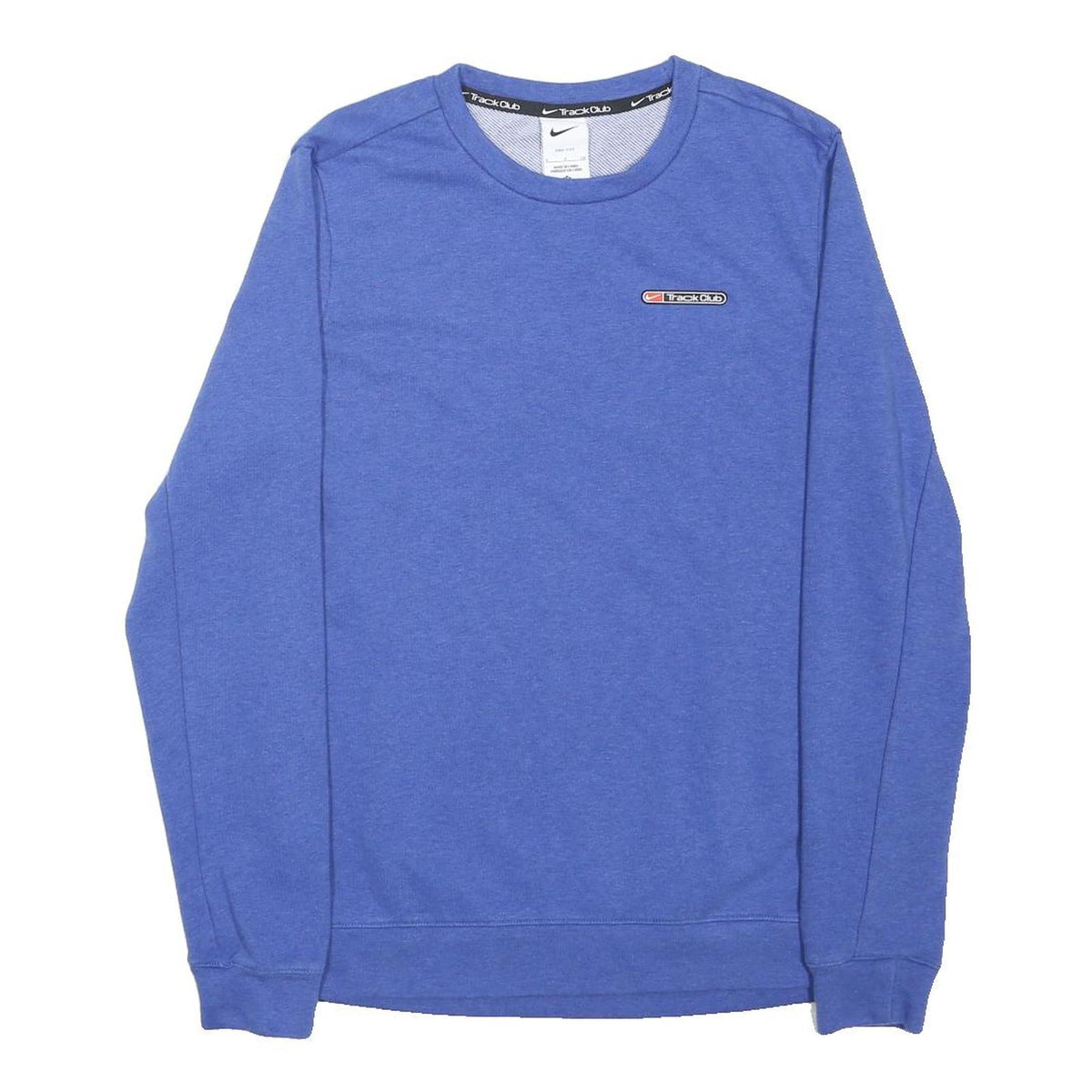 NIKE Mens Blue Track Club Crew Neck S Cotton Blend Casual Sweatshirt