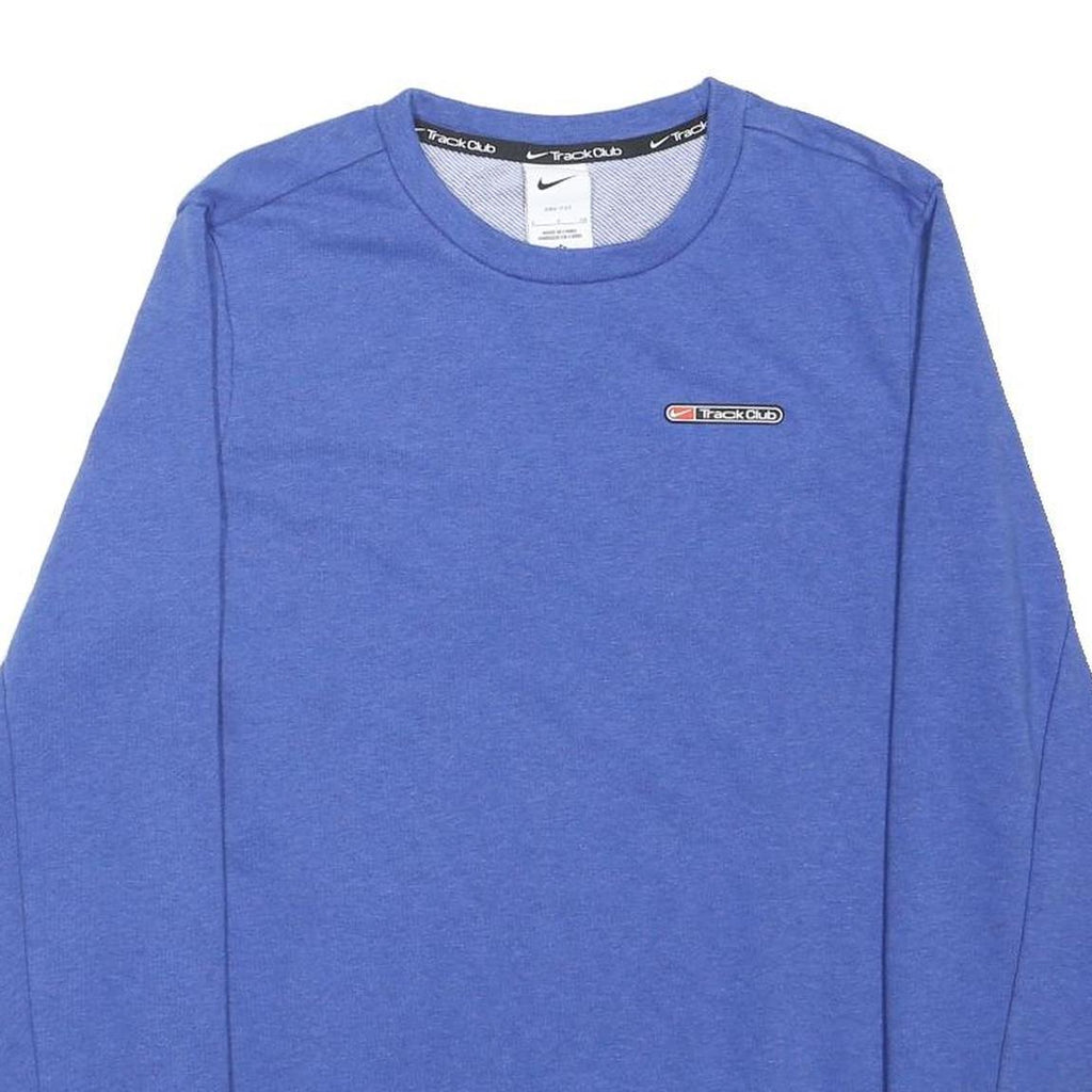 NIKE Mens Blue Track Club Crew Neck S Cotton Blend Casual Sweatshirt