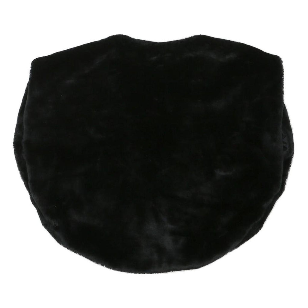 Womens Black Faux Fur Jacket S Polyester Blend Sleeveless Plain Soft Warm