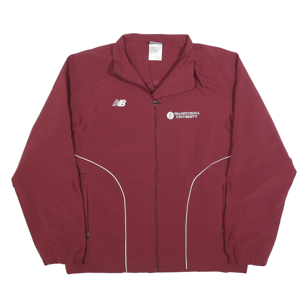 NEW BALANCE Mens Maroon Track Jacket M Polyester Zip Front University Logo