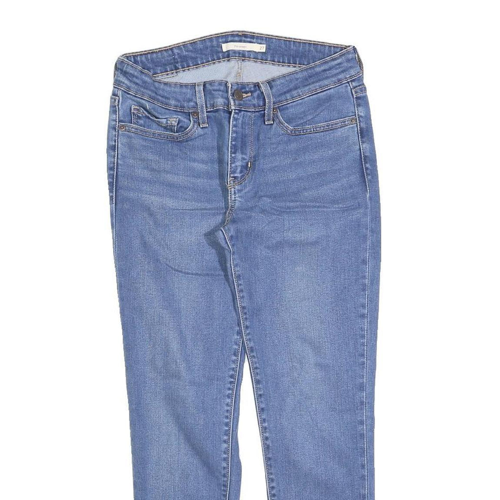 LEVI'S 711 Womens Jeans Blue Slim Skinny Denim Light W27 L25 Zip Frayed Hem