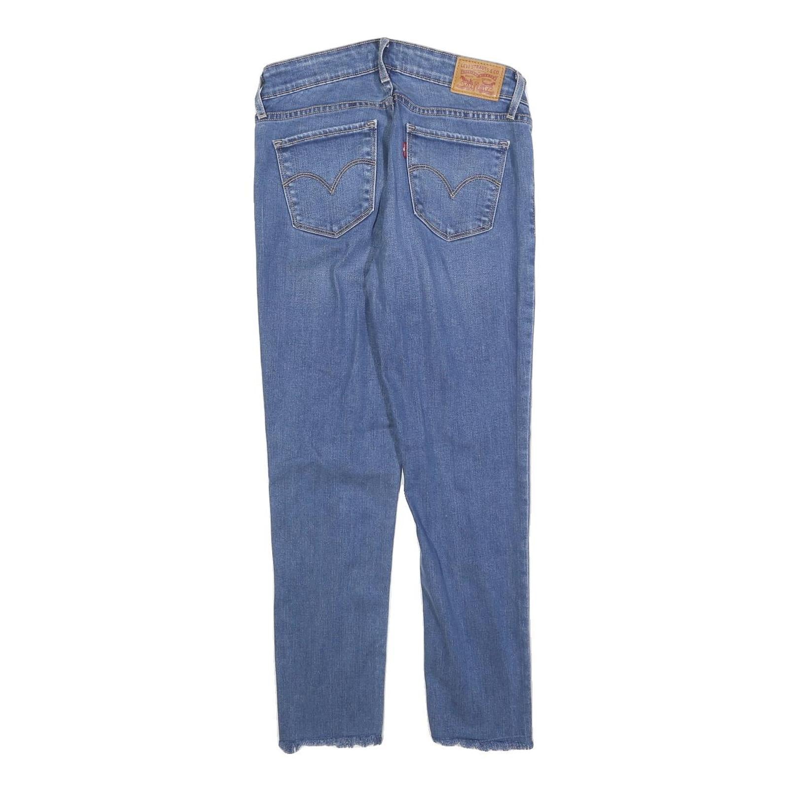 LEVI'S 711 Womens Jeans Blue Slim Skinny Denim Light W27 L25 Zip Frayed Hem