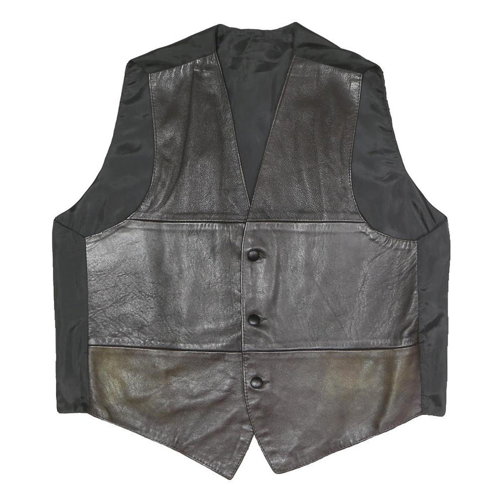 Mens Black Polyester Blend Button Jacket L Plain Button Closure Stylish