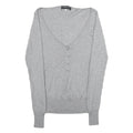 PATRIZIA PEPE Womens Grey Plain V-Neck Basic Knit S Slim Jumper Lightweight