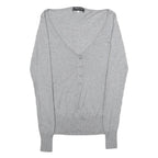 PATRIZIA PEPE Womens Grey Plain V-Neck Basic Knit S Slim Jumper Lightweight