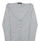 PATRIZIA PEPE Womens Grey Plain V-Neck Basic Knit S Slim Jumper Lightweight