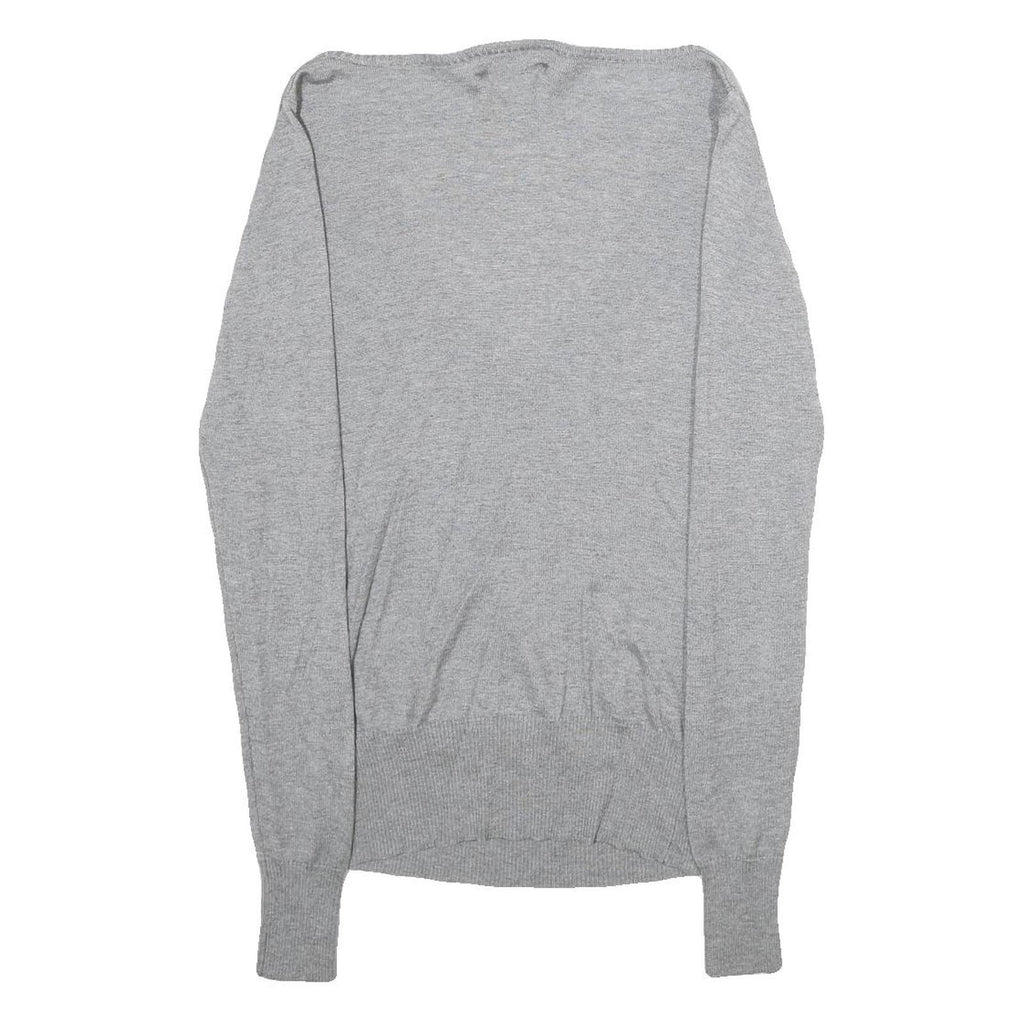 PATRIZIA PEPE Womens Grey Plain V-Neck Basic Knit S Slim Jumper Lightweight