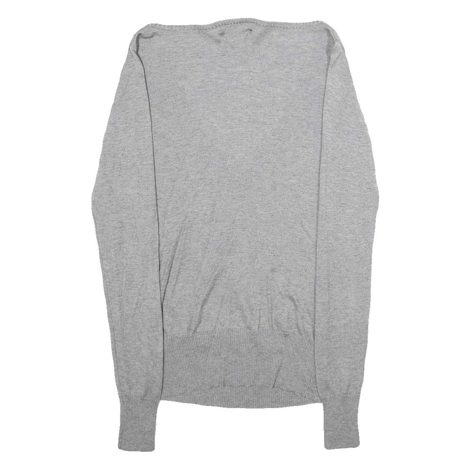 PATRIZIA PEPE Womens Grey Plain V-Neck Basic Knit S Slim Jumper Lightweight