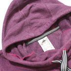 ADIDAS Womens Purple Pullover Hoodie S Striped Drawstring Casual Sportswear