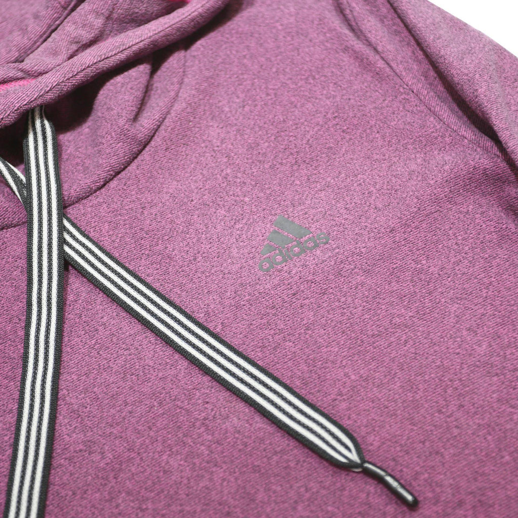 ADIDAS Womens Purple Pullover Hoodie S Striped Drawstring Casual Sportswear