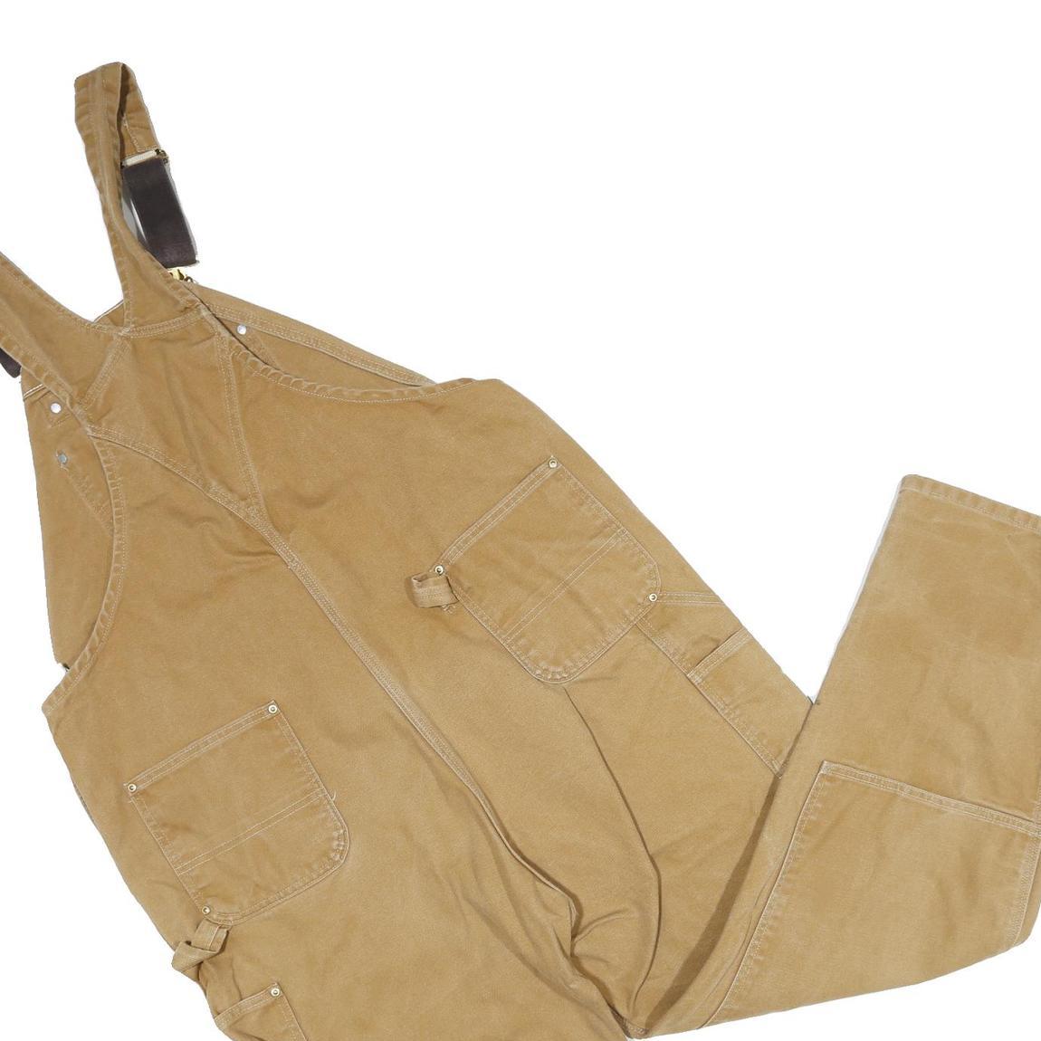 CARHARTT Mens Beige Cotton Dungarees Loose Fit Plain 3XL W46 L34 Heavy Duty