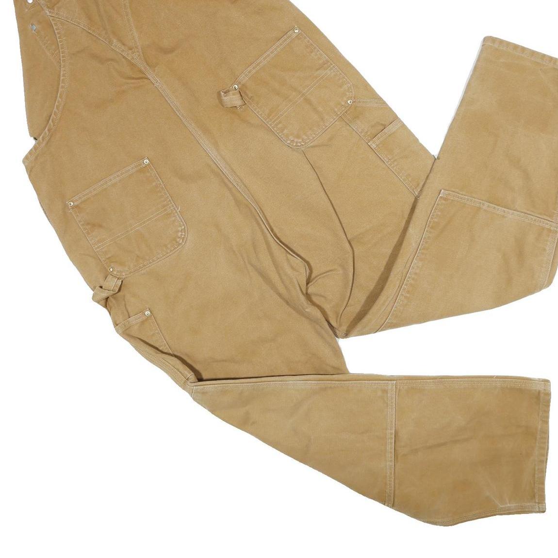 CARHARTT Mens Beige Cotton Dungarees Loose Fit Plain 3XL W46 L34 Heavy Duty