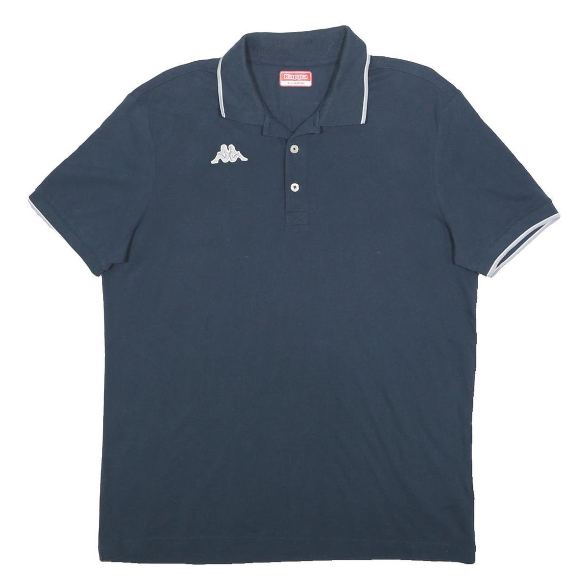 KAPPA Mens Blue & White Polo Shirt XL Cotton Casual Sports Short Sleeve Classic