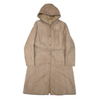 Belted Womens Coat Brown Leather Faux Leather Hooded XL
