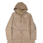 Belted Womens Coat Brown Leather Faux Leather Hooded XL