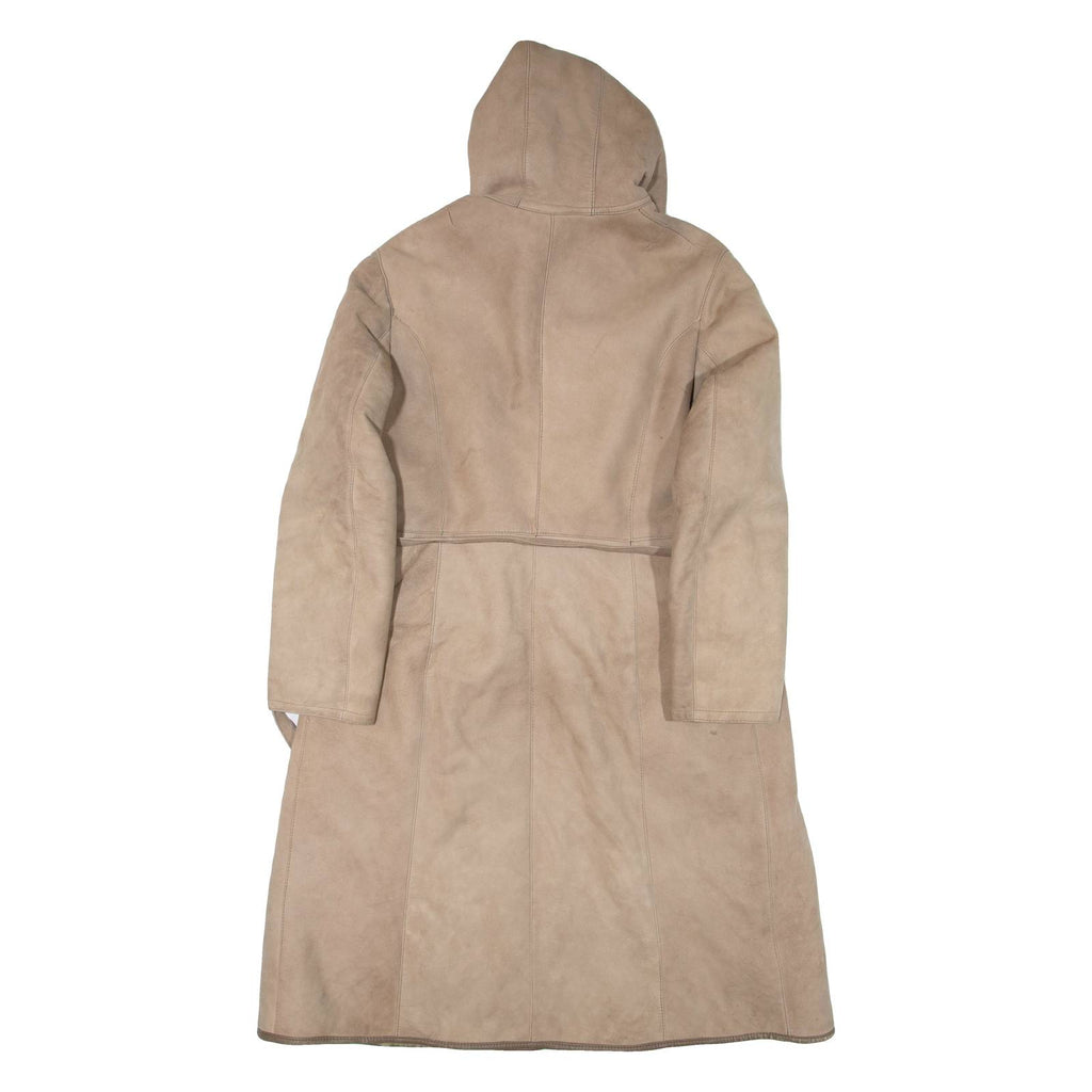 Belted Womens Coat Brown Leather Faux Leather Hooded XL