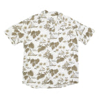 WORLD OF BASIC Mens White & Brown Hawaiian Cotton Blend Shirt L Casual Summer