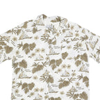 WORLD OF BASIC Mens White & Brown Hawaiian Cotton Blend Shirt L Casual Summer