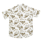 WORLD OF BASIC Mens White & Brown Hawaiian Cotton Blend Shirt L Casual Summer