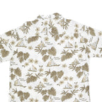 WORLD OF BASIC Mens White & Brown Hawaiian Cotton Blend Shirt L Casual Summer